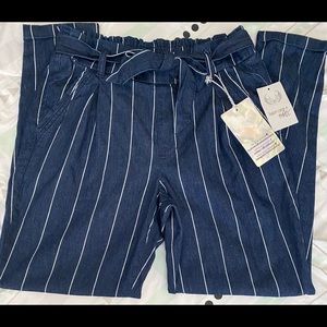 Belted striped pants